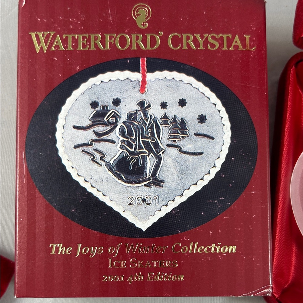 Waterford Crystal The Joys of Winter Christmas Ornament 2001 Ice Skaters